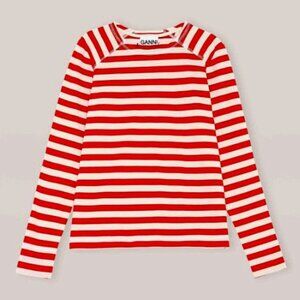 Red and white striped GANNI tshirt